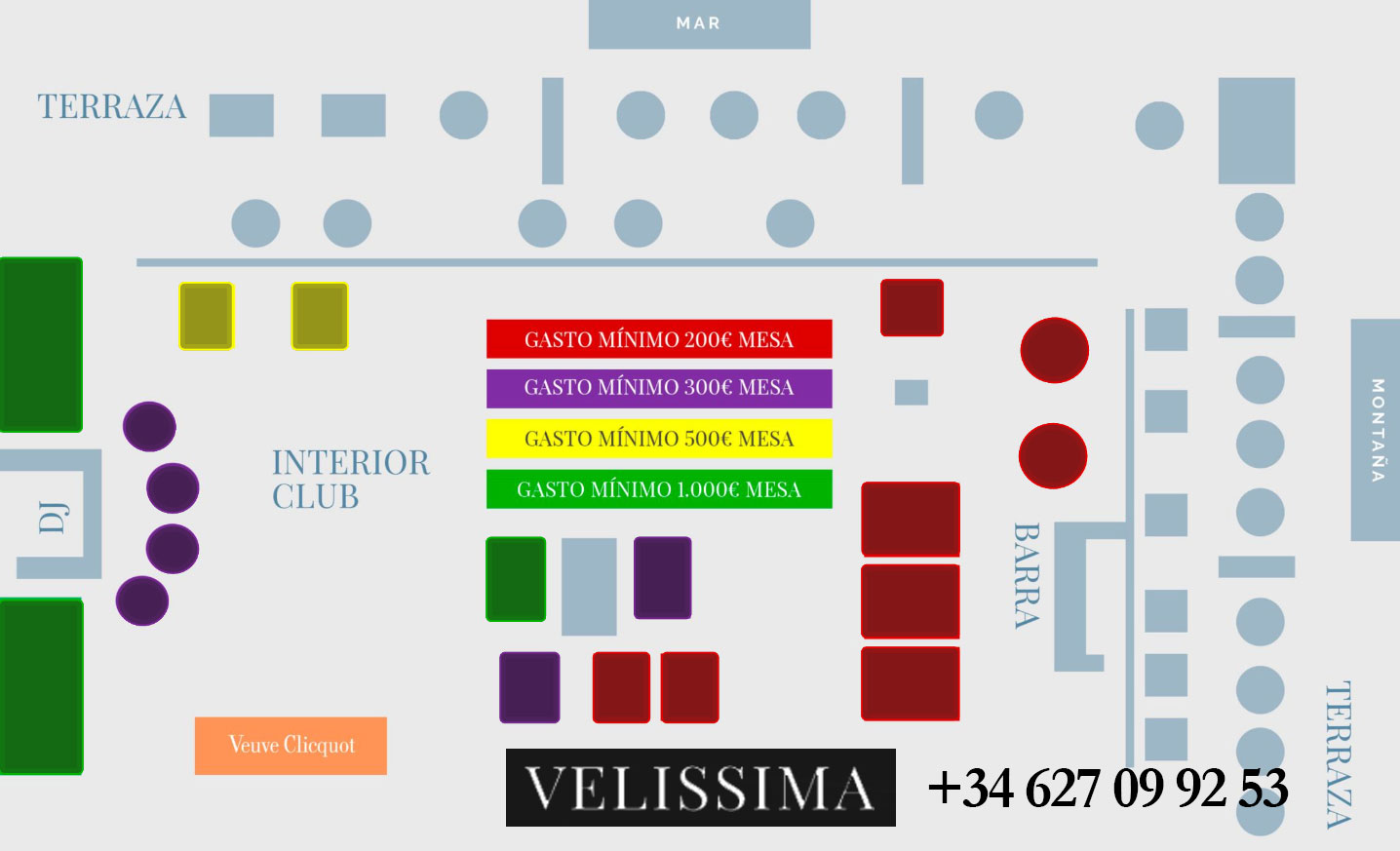 velissima barcelone tables vip